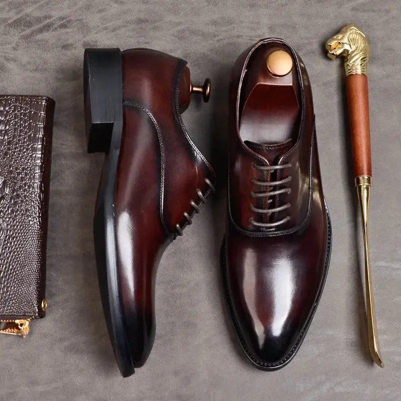 Mens Formal Shoes Genuine Leather Oxford Shoes For Men Italian 2020 Dress Shoes Wedding Laces Leather Business Shoes 869 - Pre2brand