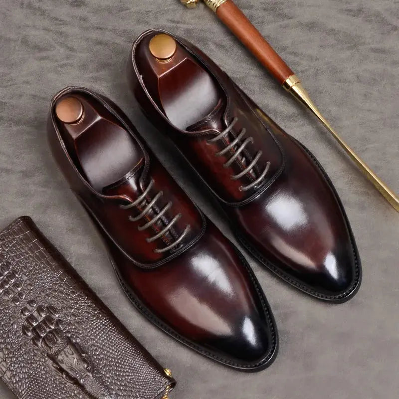 Mens Formal Shoes Genuine Leather Oxford Shoes For Men Italian 2020 Dress Shoes Wedding Laces Leather Business Shoes 869 - Pre2brand