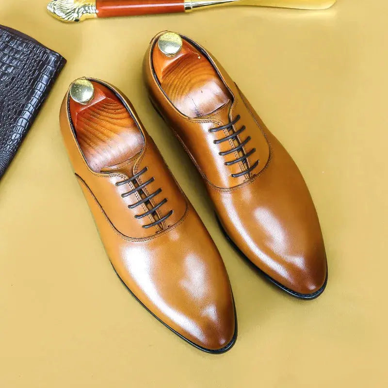 Mens Formal Shoes Genuine Leather Oxford Shoes For Men Italian 2020 Dress Shoes Wedding Laces Leather Business Shoes 869 - Pre2brand