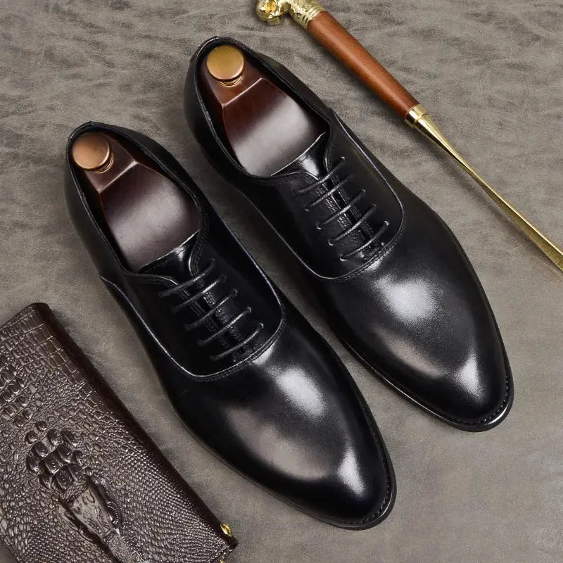 Mens Formal Shoes Genuine Leather Oxford Shoes For Men Italian 2020 Dress Shoes Wedding Laces Leather Business Shoes 869 - Pre2brand