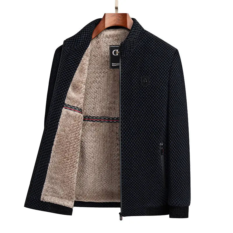 Middle-aged And Elderly Men's Fleece-lined Thickened Chenille Coat  Pre2brand