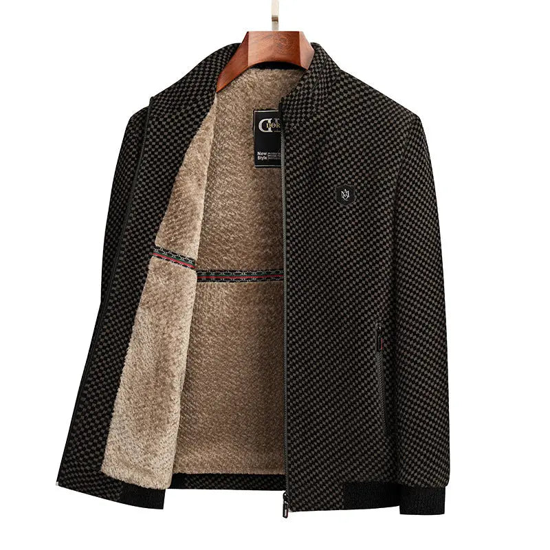 Middle-aged And Elderly Men's Fleece-lined Thickened Chenille Coat  Pre2brand
