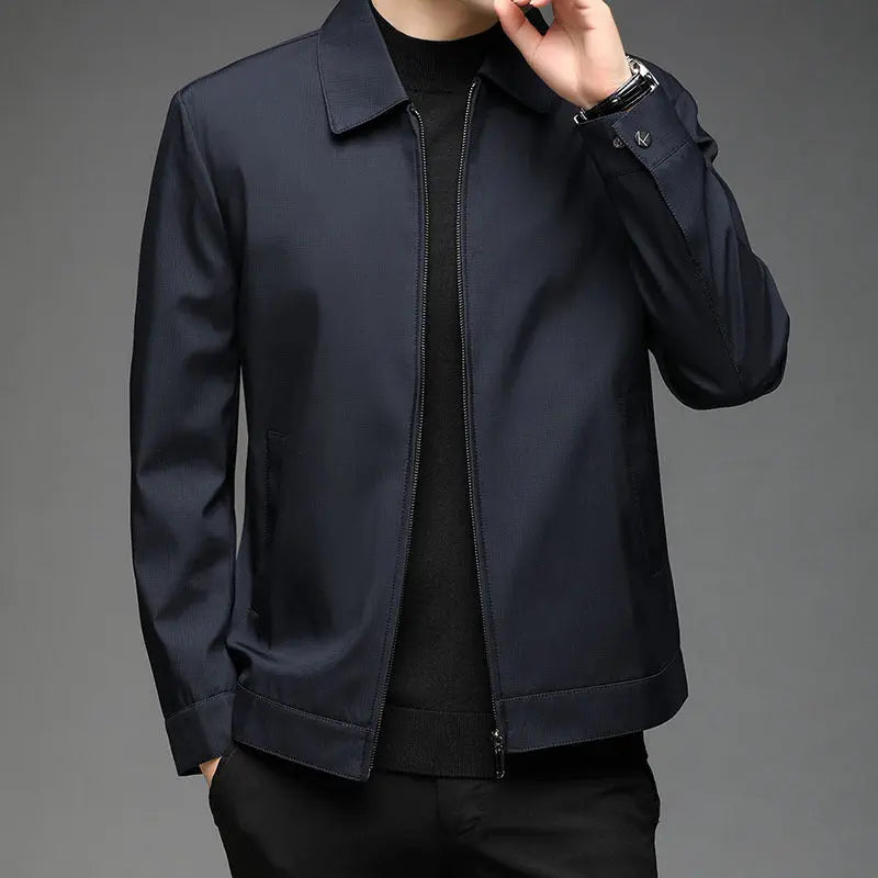 Middle-aged People's Autumn Lapel Slim Fit Business Casual Jacket  Pre2brand Blue-4xl