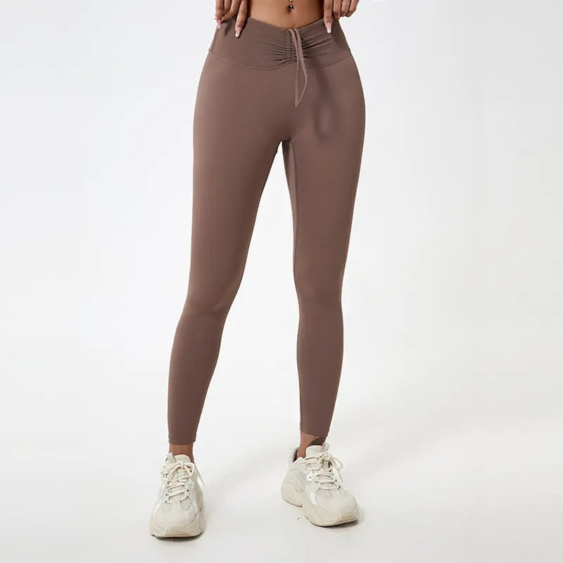 Naked Women Sense Of Hip Raise Yoga Pants  Pre2brand XL-Caramel-Brown