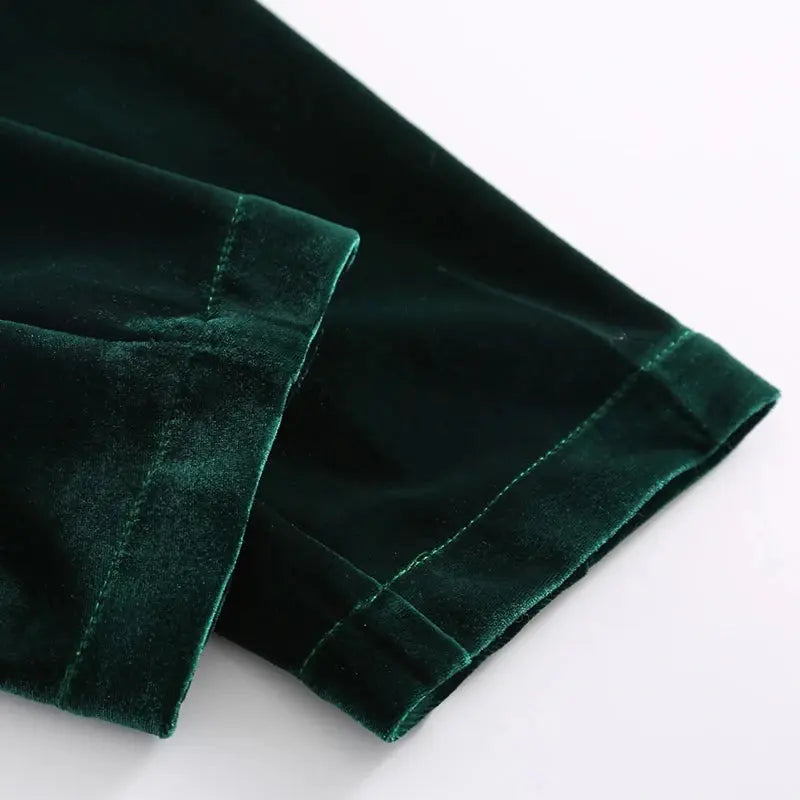 Nerazzurri High Quality Long Green Black Soft Velvet Trench Coat for Women Fall 2022 Peaked Lapel Long british style Overcoat  Pre2brand
