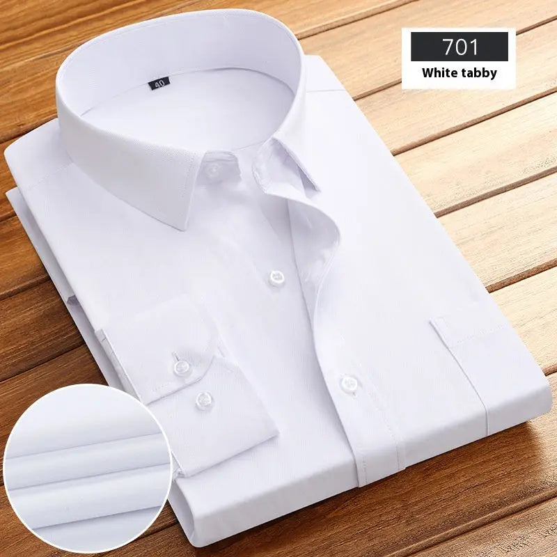 New Business Striped Spring And Autumn Men's Long-sleeved Shirt  Pre2brand White-Plain-Weave-44