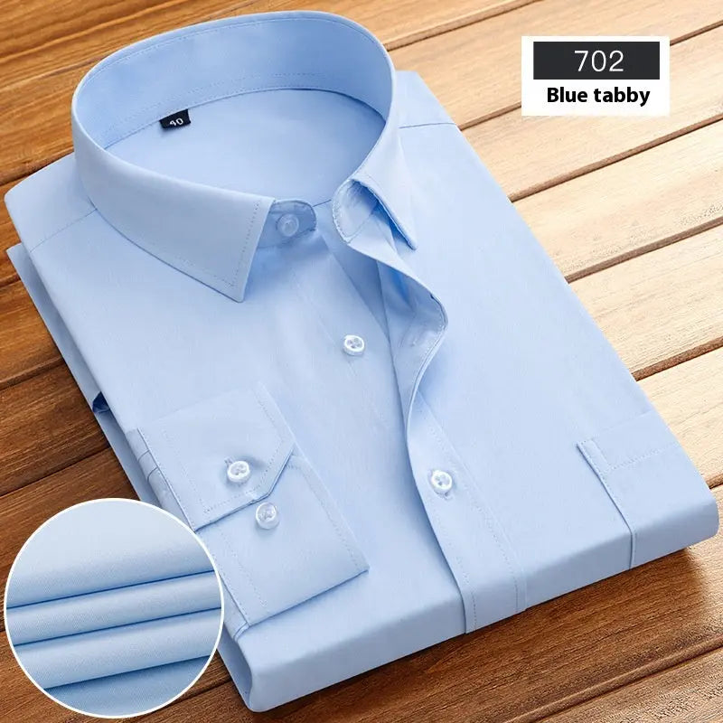 New Business Striped Spring And Autumn Men's Long-sleeved Shirt  Pre2brand Blue-Plain-Weave-44