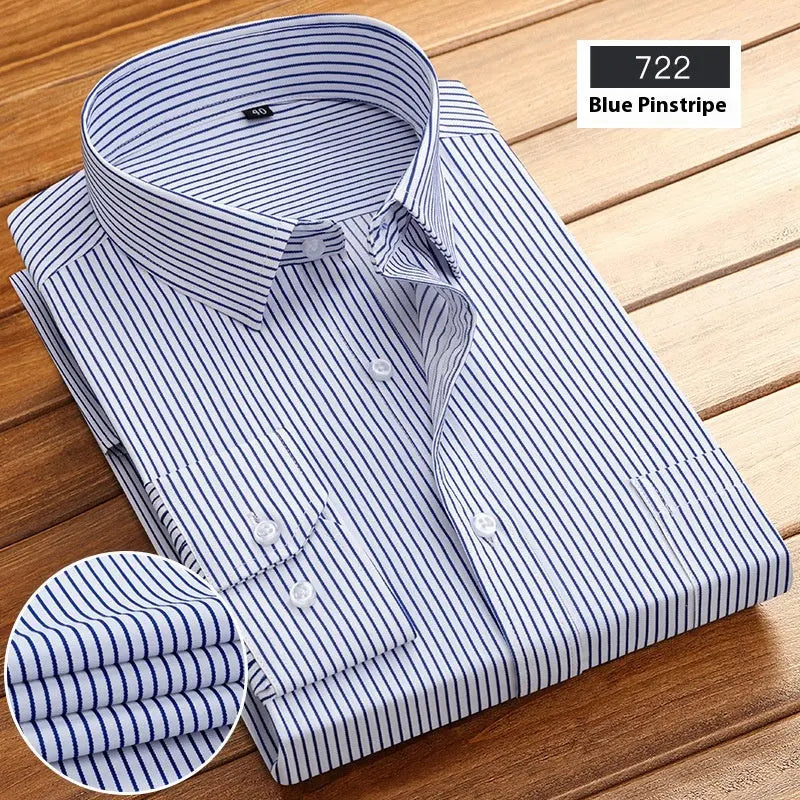 New Business Striped Spring And Autumn Men's Long-sleeved Shirt  Pre2brand Blue-Thin-Vertical-Bar-44