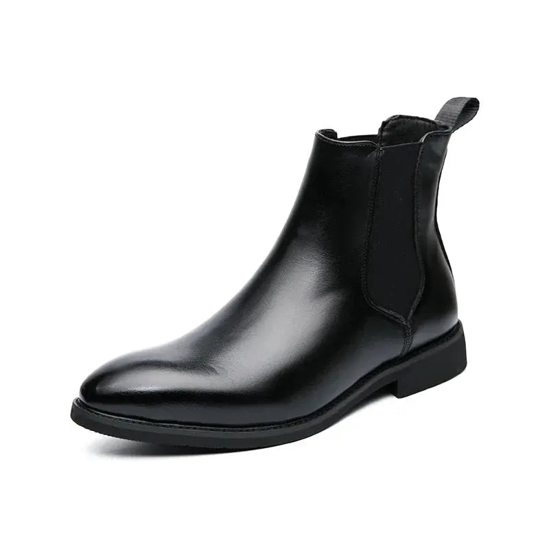 New Chelsea Boots Men Shoes PU Brown Fashion Versatile Business Casual British Style Street Party Wear Classic Ankle Boots - Pre2brand