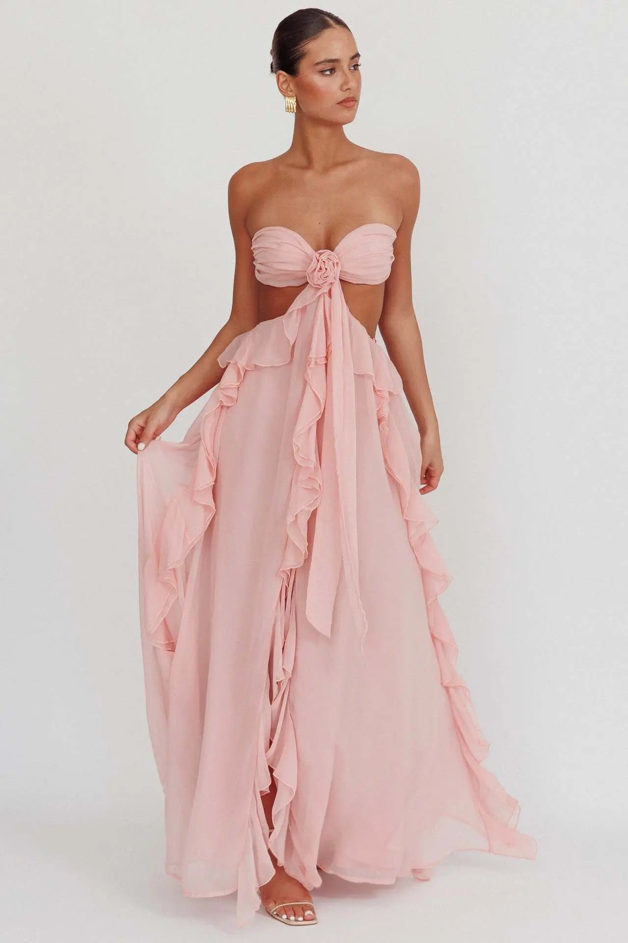Niche Women's Tube Top Dress Ruffled  Pre2brand Pink-L
