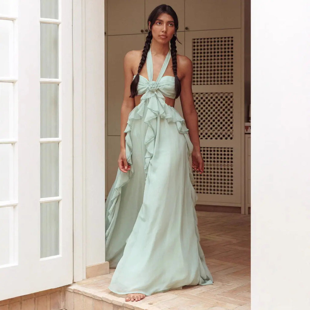 Niche Women's Tube Top Dress Ruffled  Pre2brand Green-L