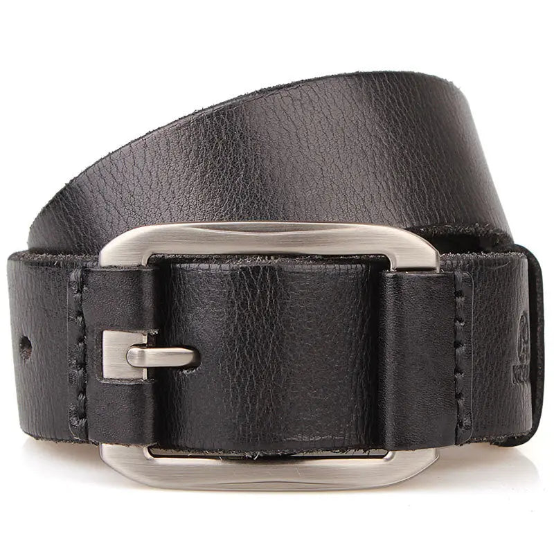 One Layer Single First Cowhide Men's Leather Belt Casual Pidai Pin Buckle  Pre2brand Black-105to125cm