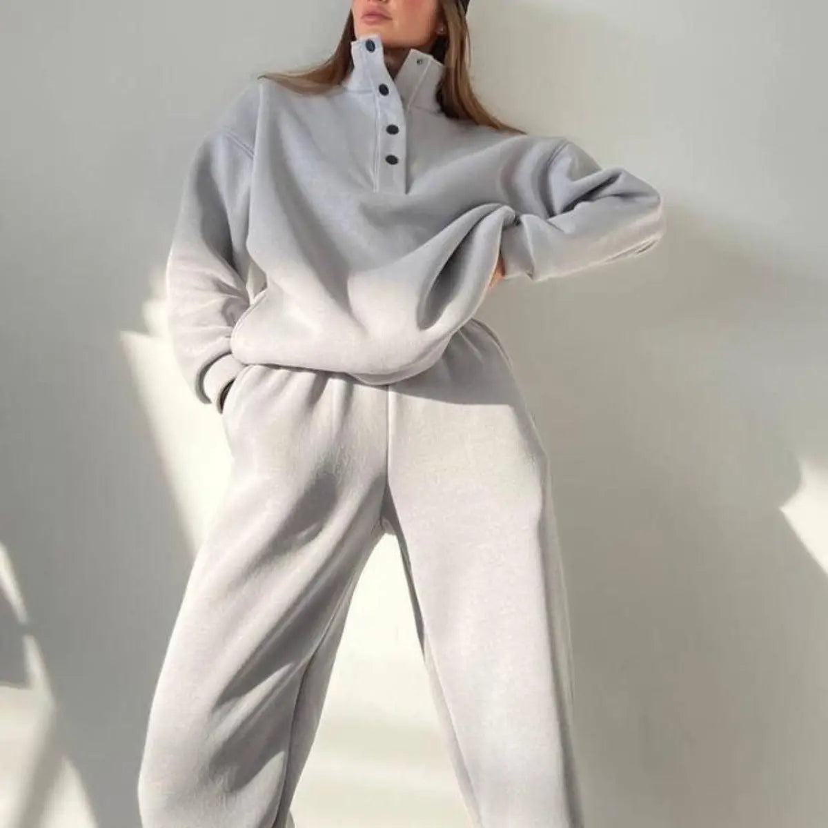 Oversized Solid Casual Pullovers Long Pant Set Warm Hoodie New Tracksuit Suit Fashion Pant Sets Sets For Women 2 Pieces - Pre2brand