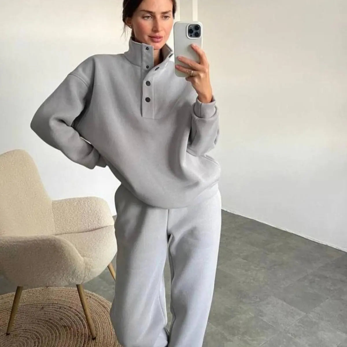 Oversized Solid Casual Pullovers Long Pant Set Warm Hoodie New Tracksuit Suit Fashion Pant Sets Sets For Women 2 Pieces - Pre2brand