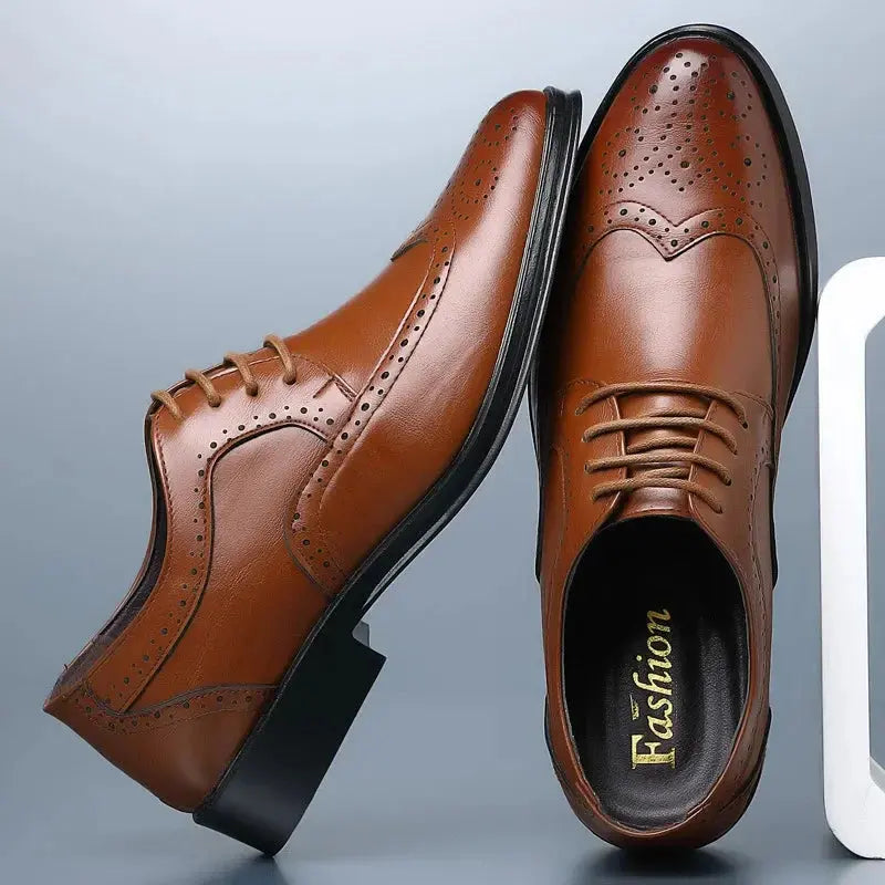 Oxford Shoes Genuine Calfskin Leather Brogue Dress Shoes Classic Business Formal Shoes Man Handcrafted Mens - Pre2brand