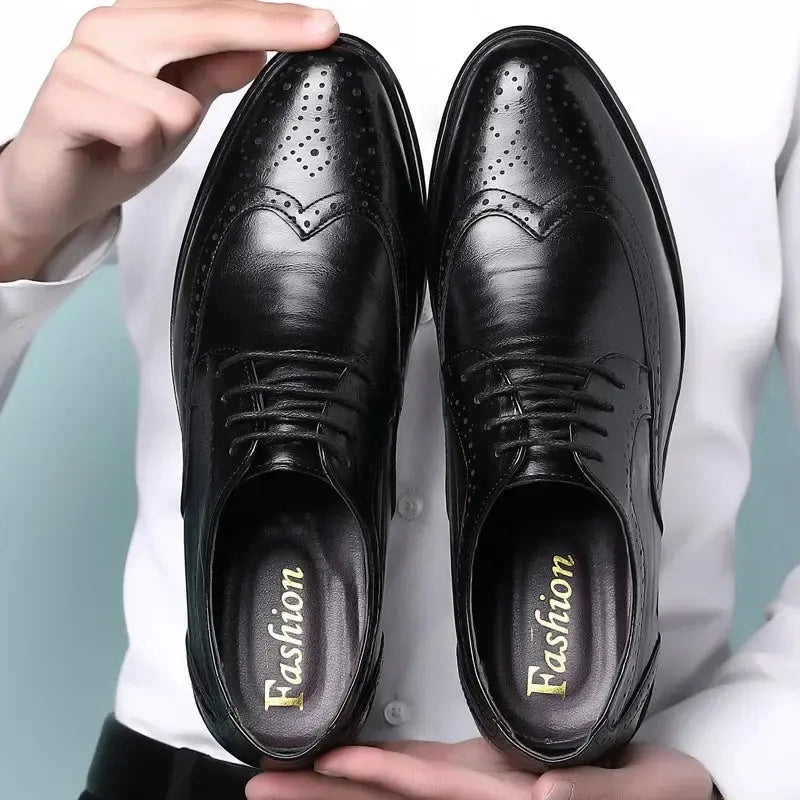 Oxford Shoes Genuine Calfskin Leather Brogue Dress Shoes Classic Business Formal Shoes Man Handcrafted Mens - Pre2brand