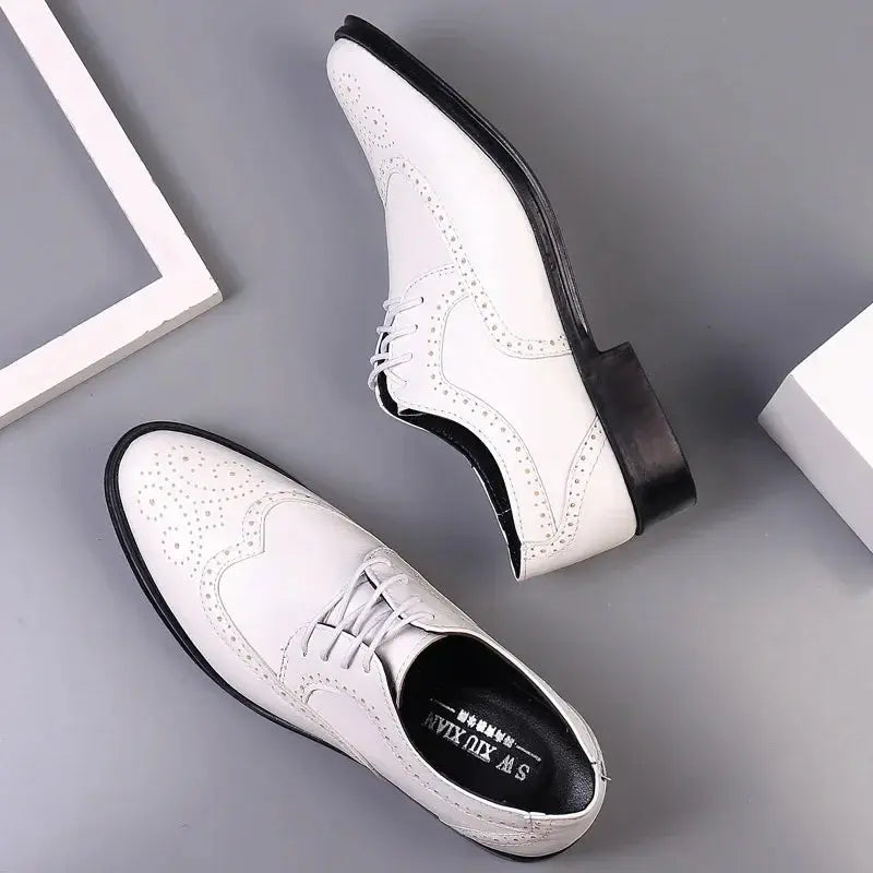 Oxford Shoes Genuine Calfskin Leather Brogue Dress Shoes Classic Business Formal Shoes Man Handcrafted Mens - Pre2brand