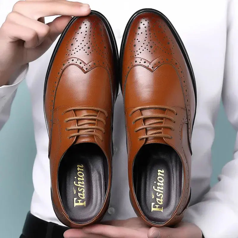 Oxford Shoes Genuine Calfskin Leather Brogue Dress Shoes Classic Business Formal Shoes Man Handcrafted Mens - Pre2brand