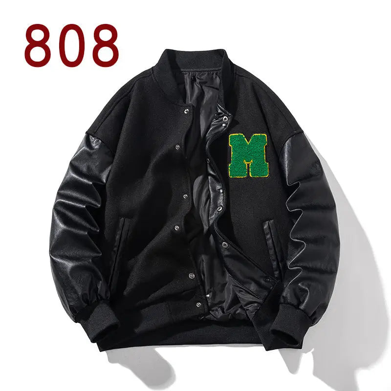 Personality Men's Baseball Uniform Jacket  Pre2brand Black-3XL