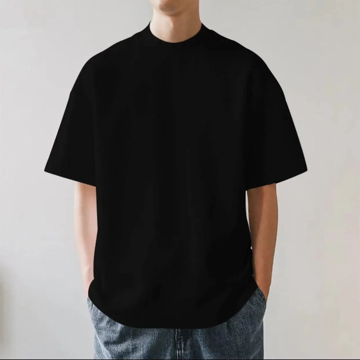 Plus Size Cotton Men's Blank T-Shirt White Oversized Retro Solid Color T-Shirt Large Size Men's Women's Fashion Short Sleeve Men's T-Shirt  Pre2brand Samurai-Black-XXXL