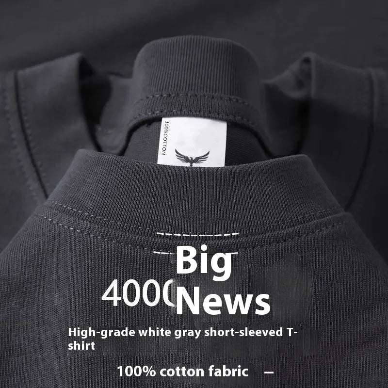 Plus Size Cotton Men's Blank T-Shirt White Oversized Retro Solid Color T-Shirt Large Size Men's Women's Fashion Short Sleeve Men's T-Shirt  Pre2brand High-Grade-Gray-XXXL