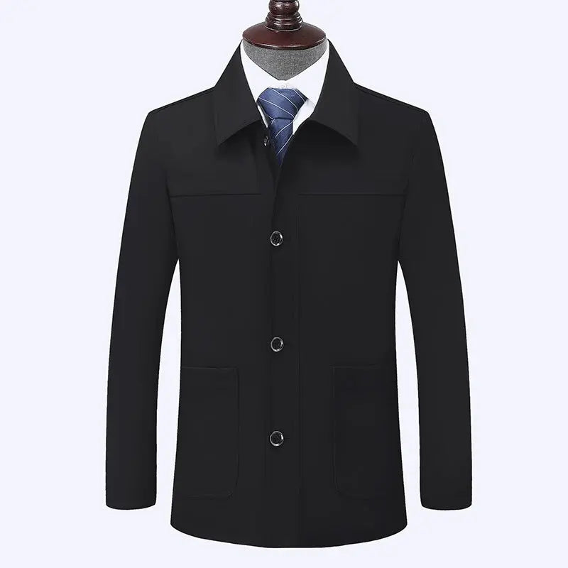 Plus Size Jacket Men's Middle-aged And Elderly Turn-down Collar Coat  Pre2brand Black-210