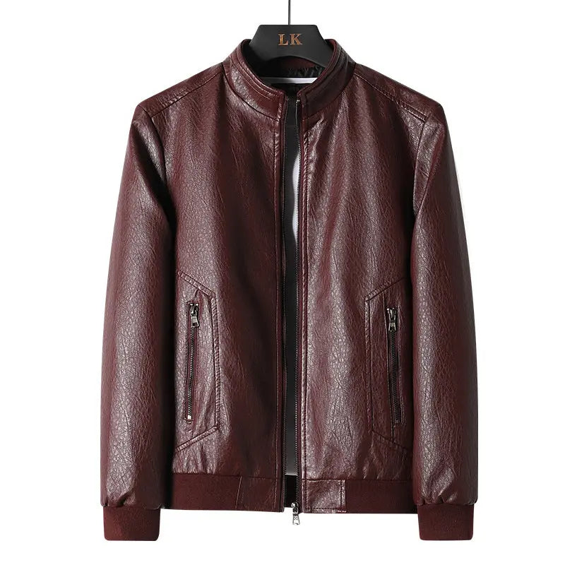 Plus Size Men's Simplicity Leather Coat PU Leather Jacket  Pre2brand