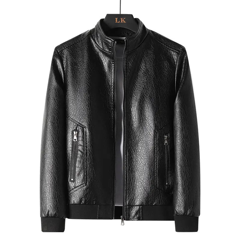 Plus Size Men's Simplicity Leather Coat PU Leather Jacket  Pre2brand