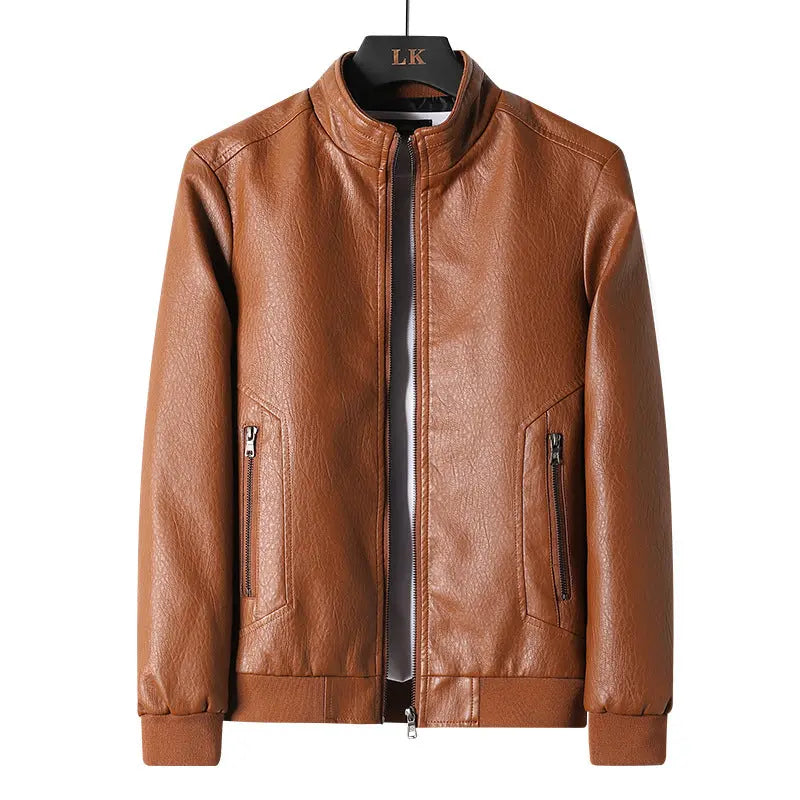 Plus Size Men's Simplicity Leather Coat PU Leather Jacket  Pre2brand