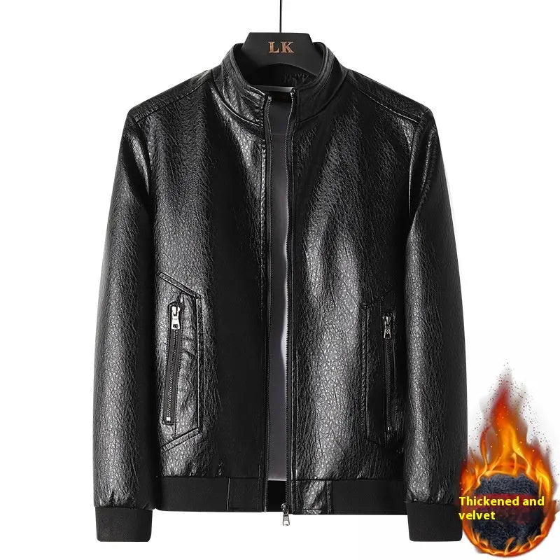 Plus Size Men's Simplicity Leather Coat PU Leather Jacket  Pre2brand