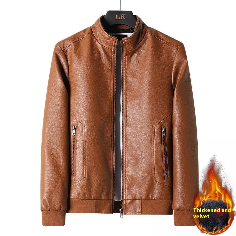 Plus Size Men's Simplicity Leather Coat PU Leather Jacket  Pre2brand