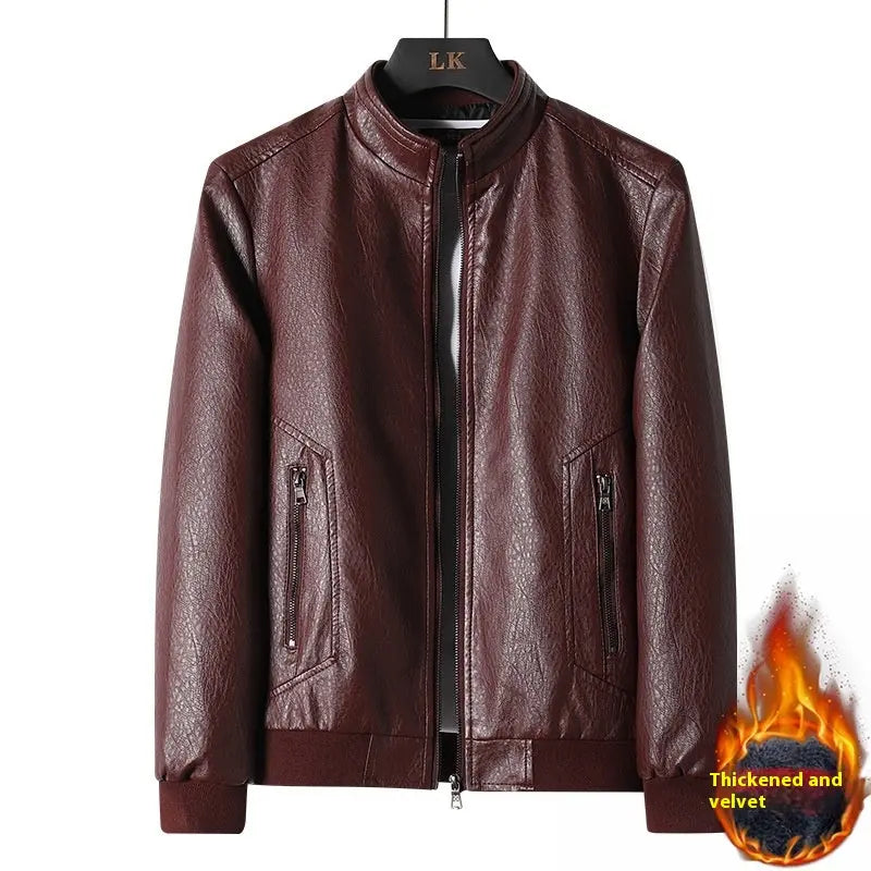 Plus Size Men's Simplicity Leather Coat PU Leather Jacket  Pre2brand
