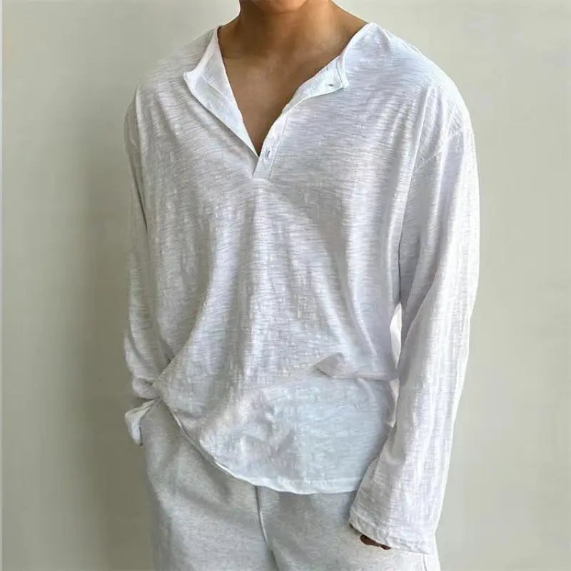 Plus Size Men's Spring Clothes Irregular Texture Loose Base Long Sleeve Shirt  Pre2brand White-4XL
