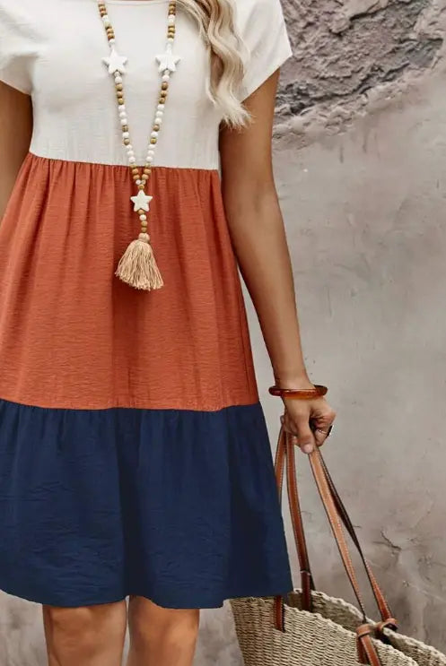 Print V-neck Dress For Women  Pre2brand Orange-3XL