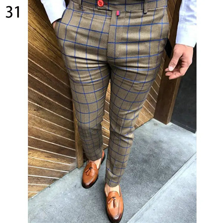 Printed Men's Slim Fit Fashion Casual Suit Pants Length  Pre2brand CK87-3XL