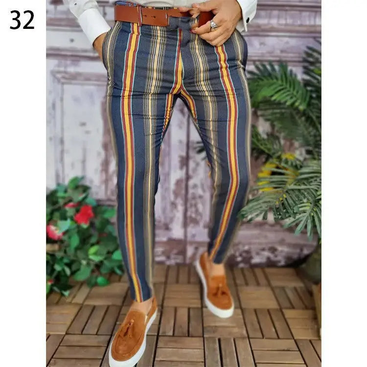 Printed Men's Slim Fit Fashion Casual Suit Pants Length  Pre2brand CK88-3XL