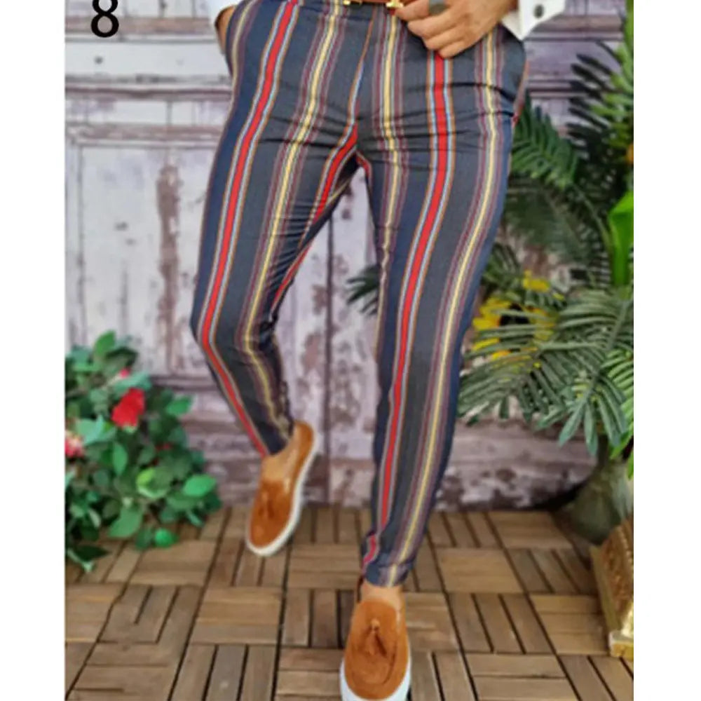 Printed Men's Slim Fit Fashion Casual Suit Pants Length  Pre2brand CK882-3XL