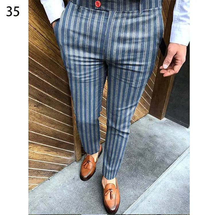 Printed Men's Slim Fit Fashion Casual Suit Pants Length  Pre2brand CK89-3XL