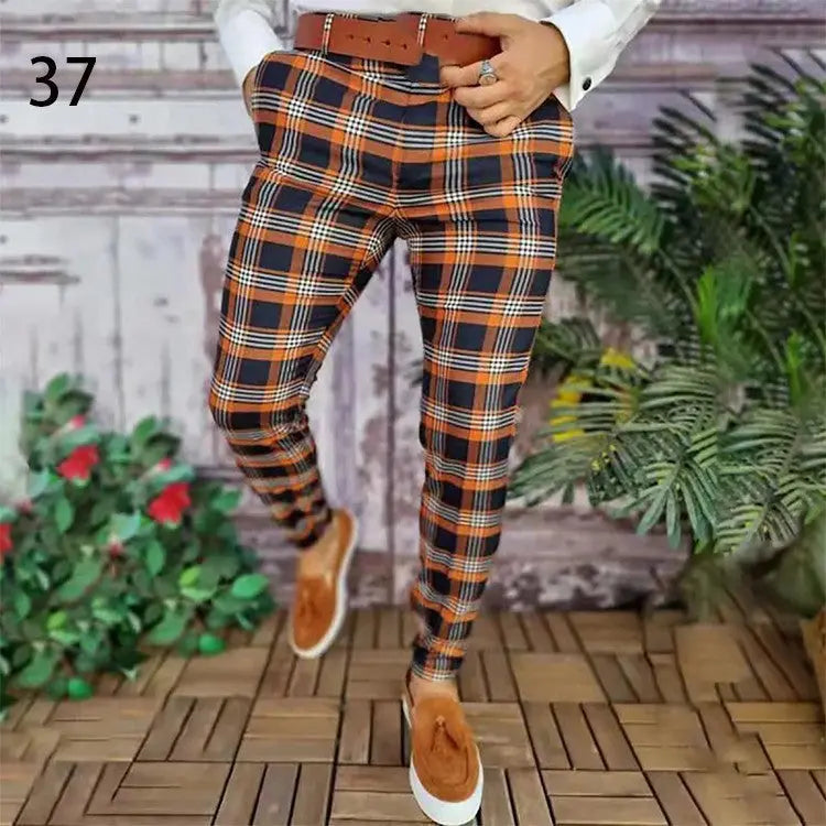 Printed Men's Slim Fit Fashion Casual Suit Pants Length  Pre2brand CK90-3XL