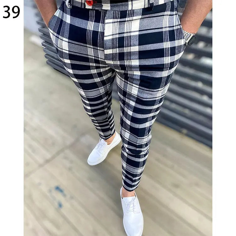 Printed Men's Slim Fit Fashion Casual Suit Pants Length  Pre2brand CK91-3XL