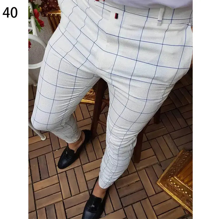 Printed Men's Slim Fit Fashion Casual Suit Pants Length  Pre2brand CK92-3XL