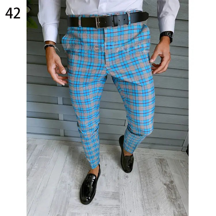 Printed Men's Slim Fit Fashion Casual Suit Pants Length  Pre2brand CK93-3XL