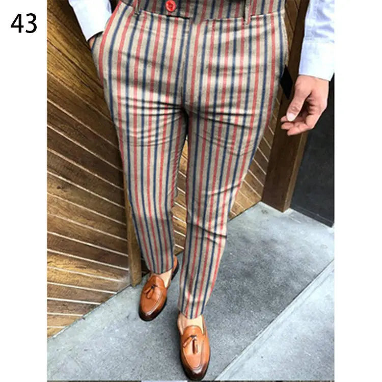 Printed Men's Slim Fit Fashion Casual Suit Pants Length  Pre2brand CK94-3XL