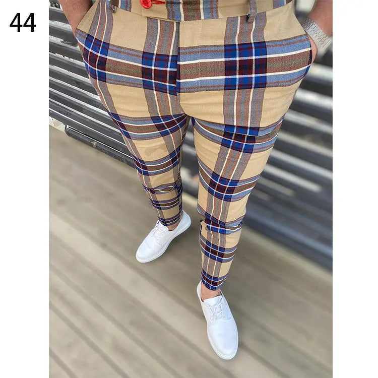 Printed Men's Slim Fit Fashion Casual Suit Pants Length  Pre2brand CK95-3XL