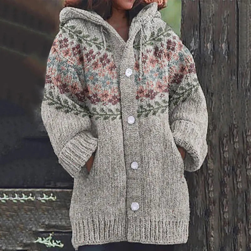 Retro Ethnic Print Women's Casual Cloak Coat  Pre2brand DZ159965LLQGray-5XL
