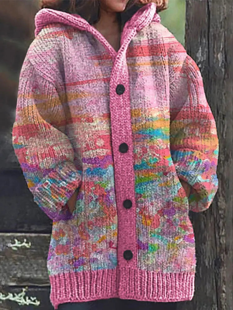 Retro Ethnic Print Women's Casual Cloak Coat  Pre2brand DZ167225ZLLPink-5XL