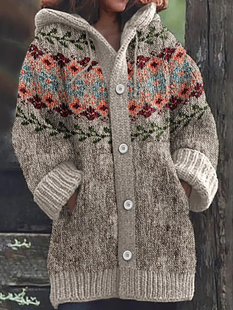 Retro Ethnic Print Women's Casual Cloak Coat  Pre2brand DZ159965LLQKhaki-5XL