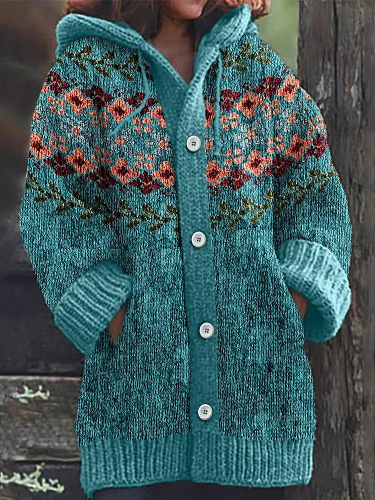 Retro Ethnic Print Women's Casual Cloak Coat  Pre2brand DZ159965LLQBlue-5XL