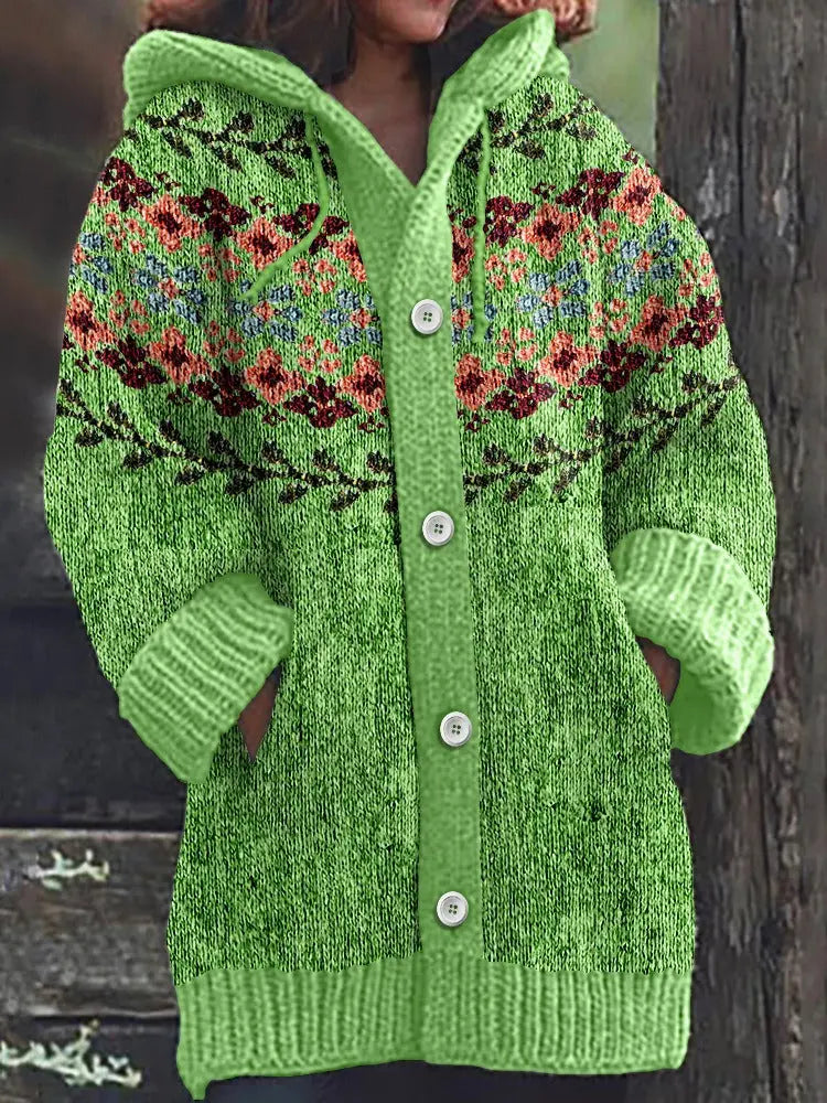 Retro Ethnic Print Women's Casual Cloak Coat  Pre2brand DZ159965LLQGreen-5XL