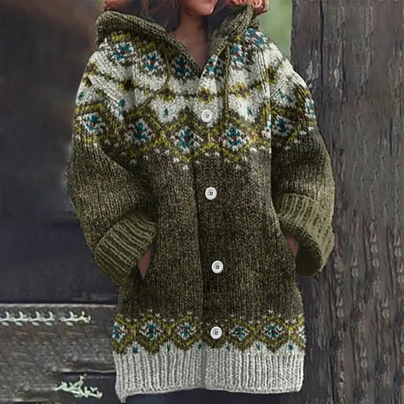 Retro Ethnic Print Women's Casual Cloak Coat  Pre2brand DZ167246HWEGreen-5XL